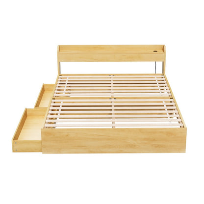Artiss Bed Frame Queen Size with Charging Ports and 2 Drawers AURA-Furniture > Dining > Kitchen &amp; Dining Chairs-PEROZ Accessories