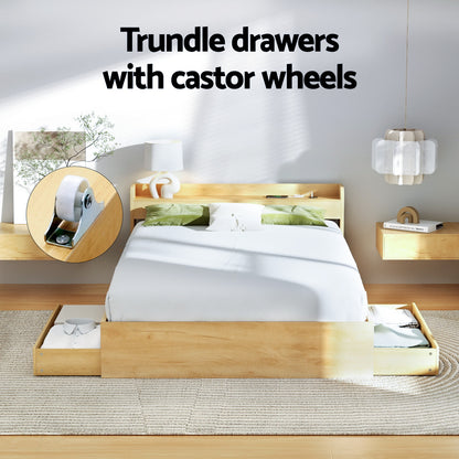 Artiss Bed Frame Queen Size with Charging Ports and 2 Drawers AURA-Furniture > Dining > Kitchen &amp; Dining Chairs-PEROZ Accessories