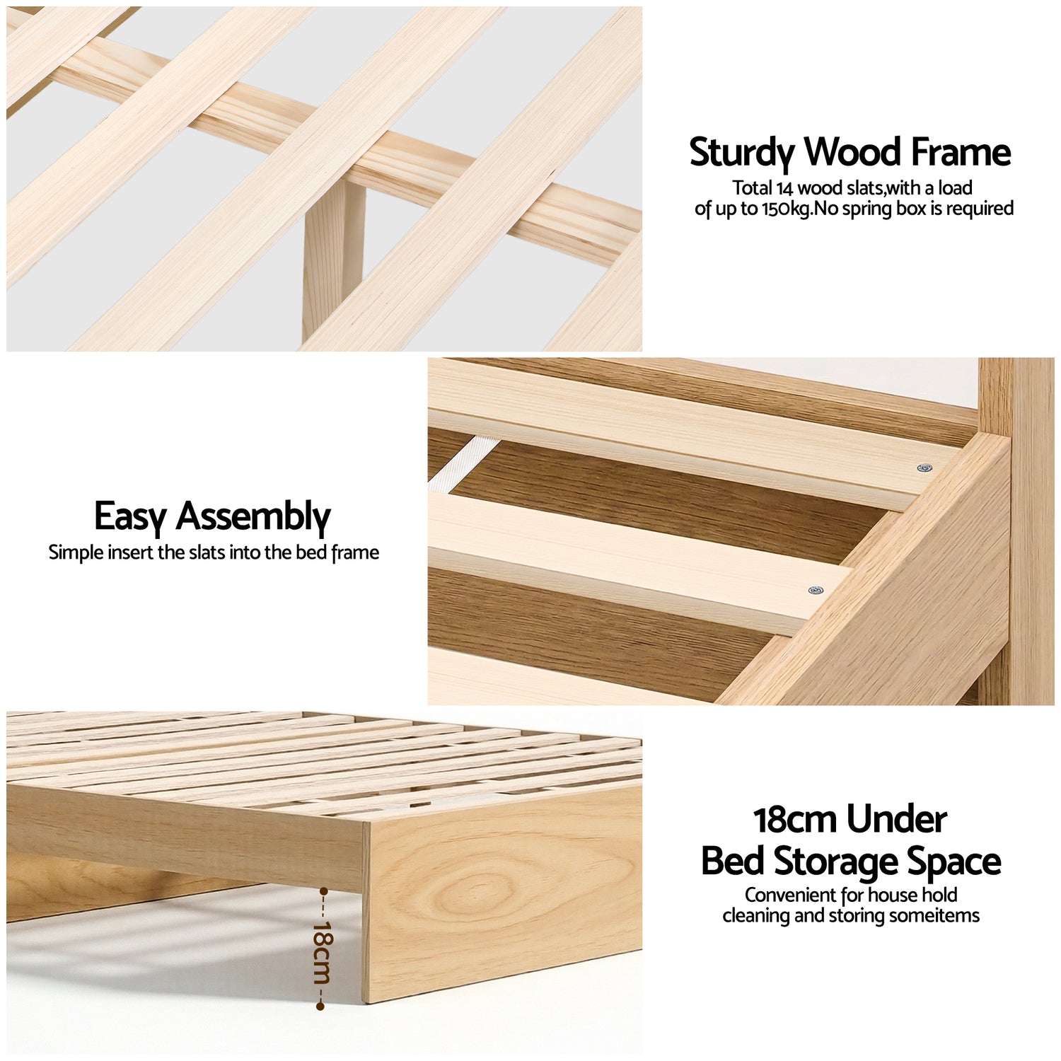 Artiss Single Bed Frame with 2 Storage Drawers Platform Bed Base with USB Ports Sturdy Wooden Slat Support Natural-Furniture > Bedroom > Beds &amp; Bed Frames-PEROZ Accessories