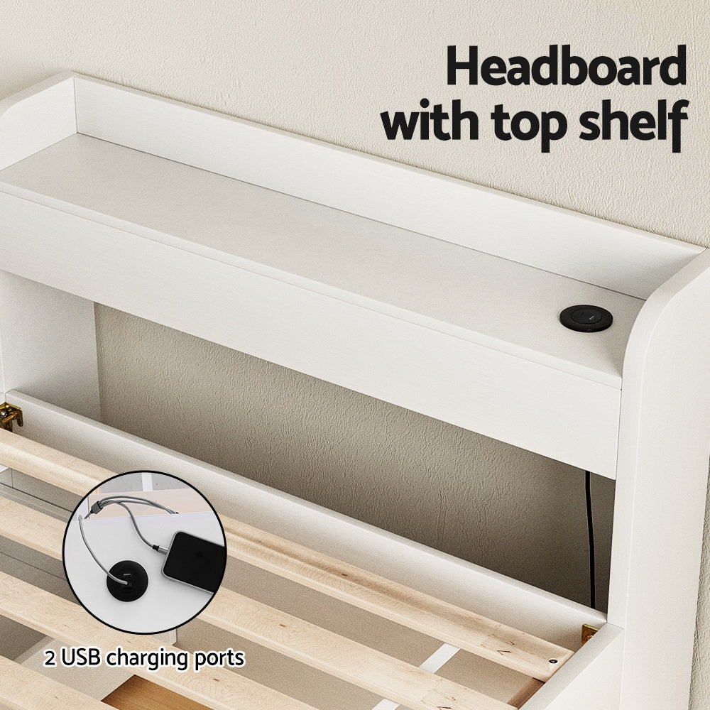 Artiss Bed Frame Single Size with Charging Ports and 2 Drawers AURA-Furniture &gt; Bedroom &gt; Beds &amp; Bed Frames-PEROZ Accessories