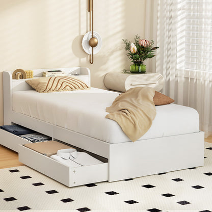 Artiss Bed Frame Single Size with Charging Ports and 2 Drawers AURA-Furniture &gt; Bedroom &gt; Beds &amp; Bed Frames-PEROZ Accessories
