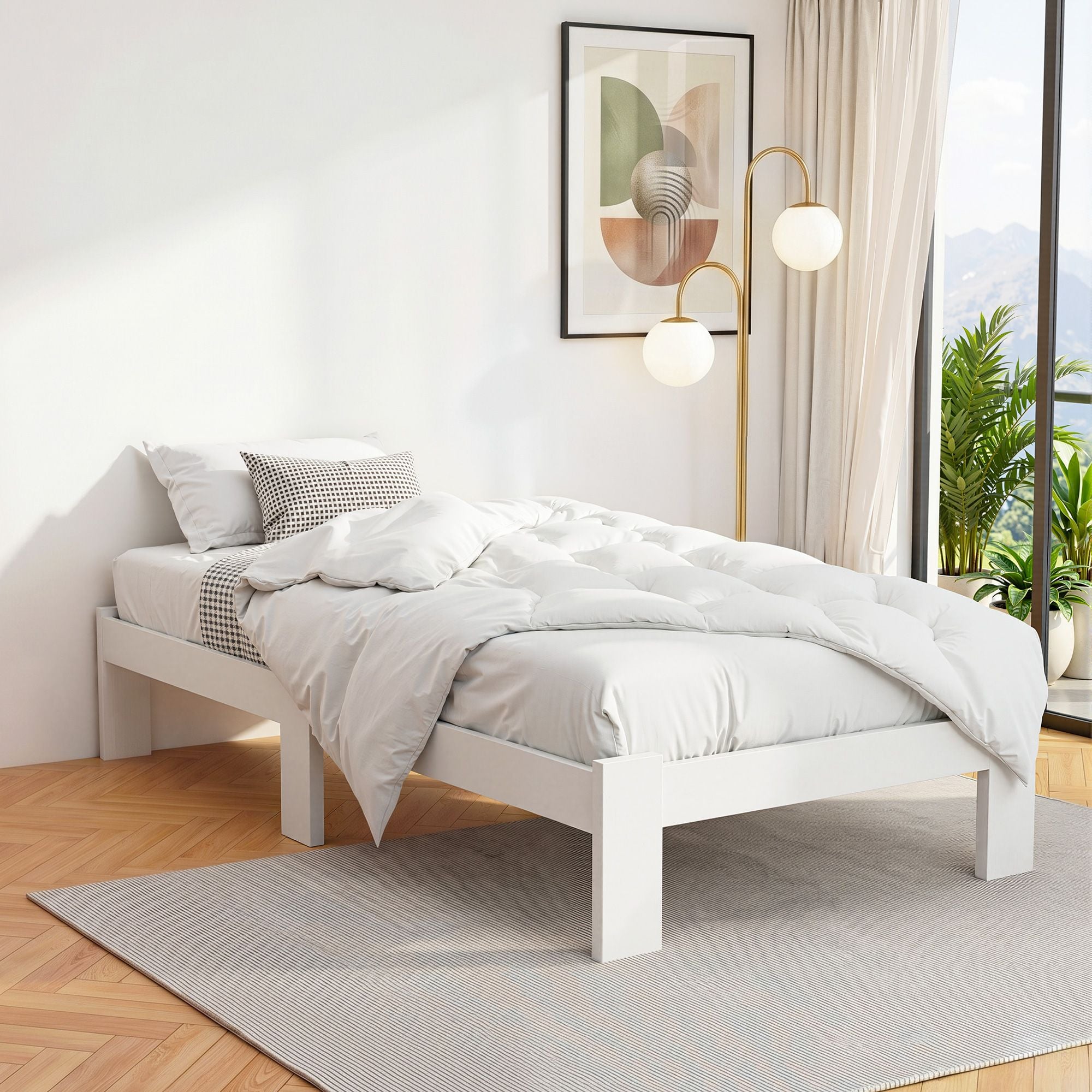 Artiss Bed Frame Single Wooden Bed Base Frame Size JADE Timber Mattress Platform-Furniture > Bedroom-PEROZ Accessories
