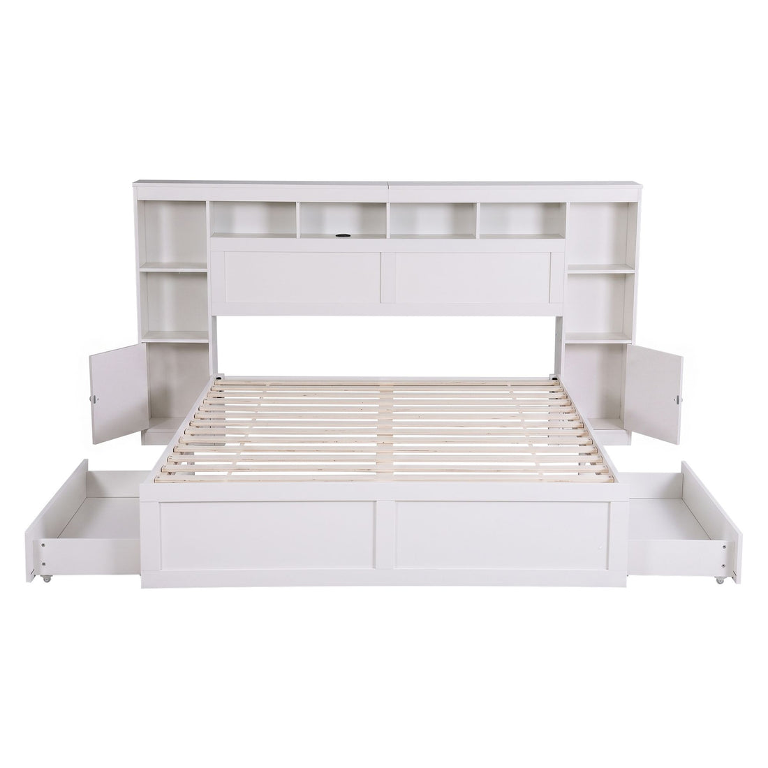 Artiss Queen Bed Frame with Storage Bookcase Headboard, USB &amp; Type-C Ports &amp; Drawers White-Baby &amp; Kids > Kid&