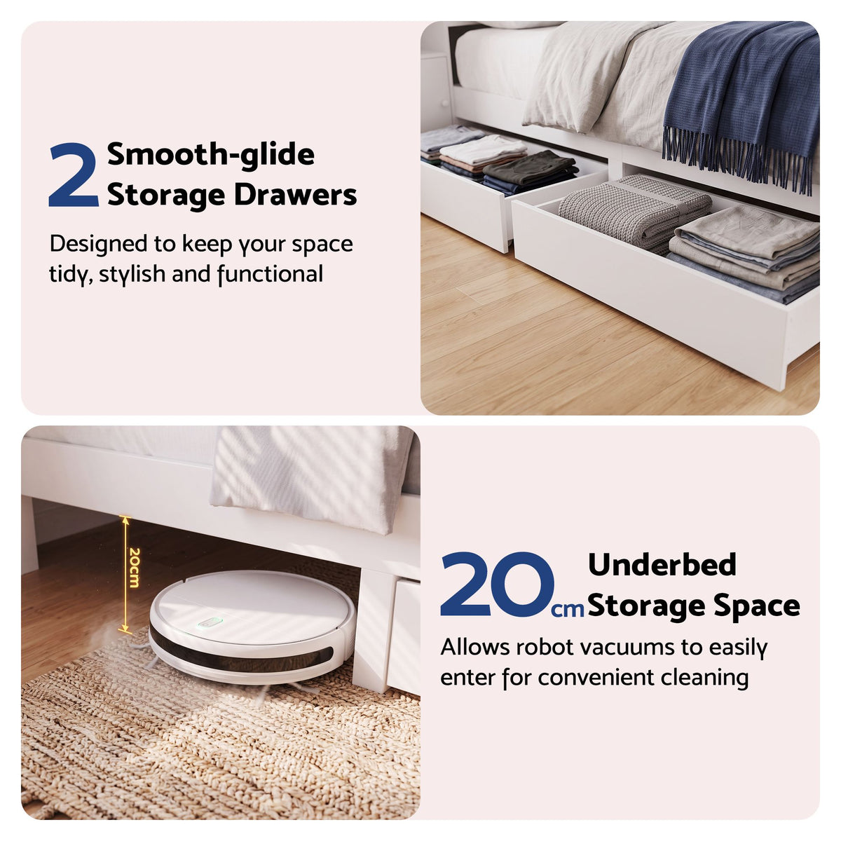 Artiss Queen Bed Frame with Storage Bookcase Headboard, USB &amp; Type-C Ports &amp; Drawers White