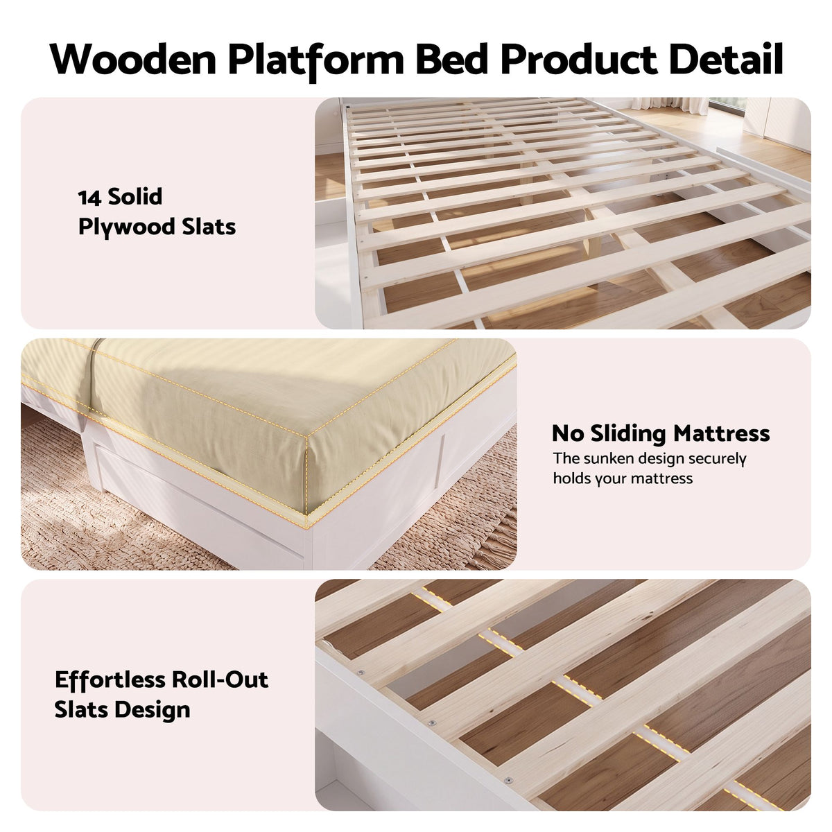 Artiss Queen Bed Frame with Storage Bookcase Headboard, USB &amp; Type-C Ports &amp; Drawers White