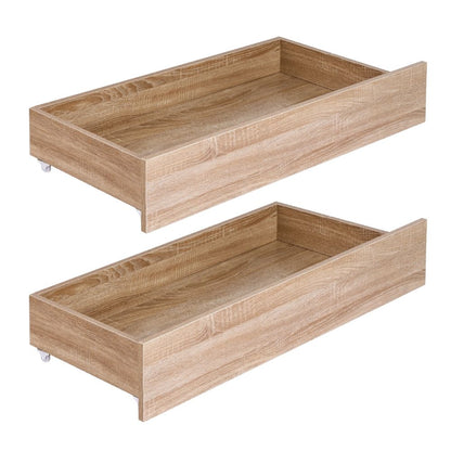Artiss 2pcs Under Bed Storage with Wheels Rolling Wooden Drawers King Single &amp; Queen