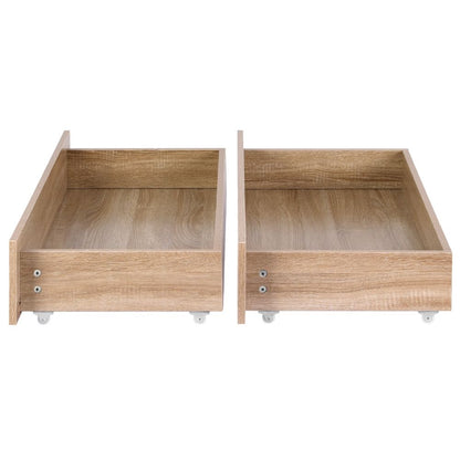 Artiss 2pcs Under Bed Storage with Wheels Rolling Wooden Drawers King Single &amp; Queen