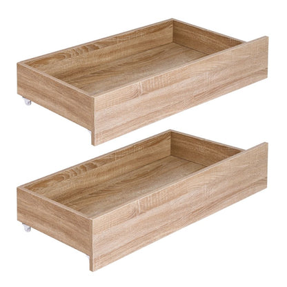 Artiss 2pcs Under Bed Storage with Wheels Rolling Wooden Drawers Single &amp; Double