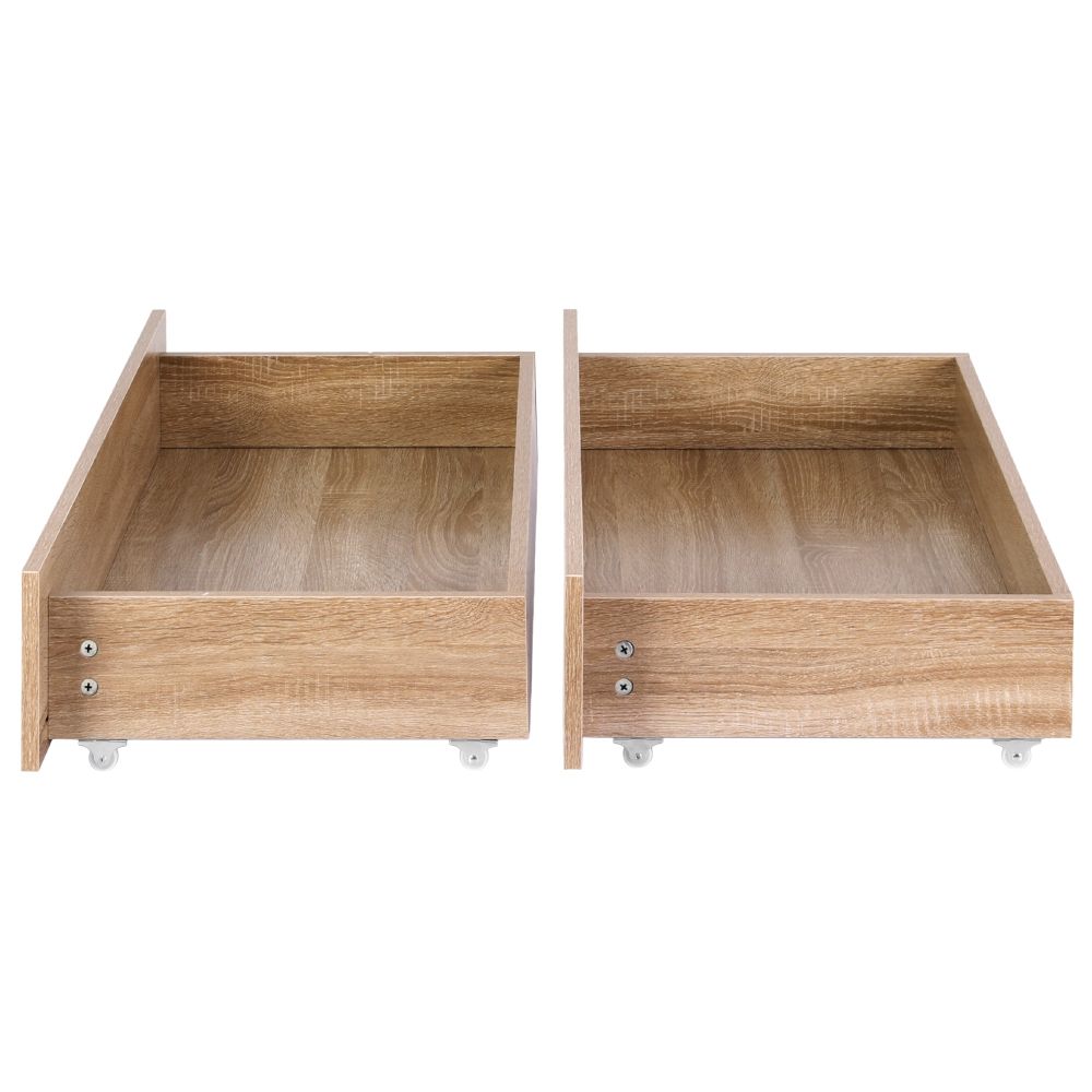 Artiss 2pcs Under Bed Storage with Wheels Rolling Wooden Drawers Single &amp; Double