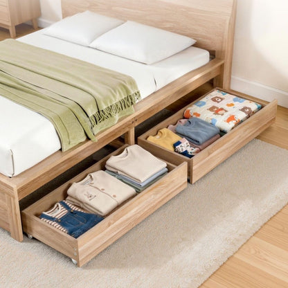 Artiss 2pcs Under Bed Storage with Wheels Rolling Wooden Drawers Single &amp; Double