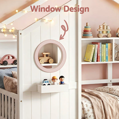 Artiss Kids Single Bed Frame House Bed Solid Wood Montessori Bed for Toddler White-Furniture > Bedroom > Beds &amp; Bed Frames-PEROZ Accessories