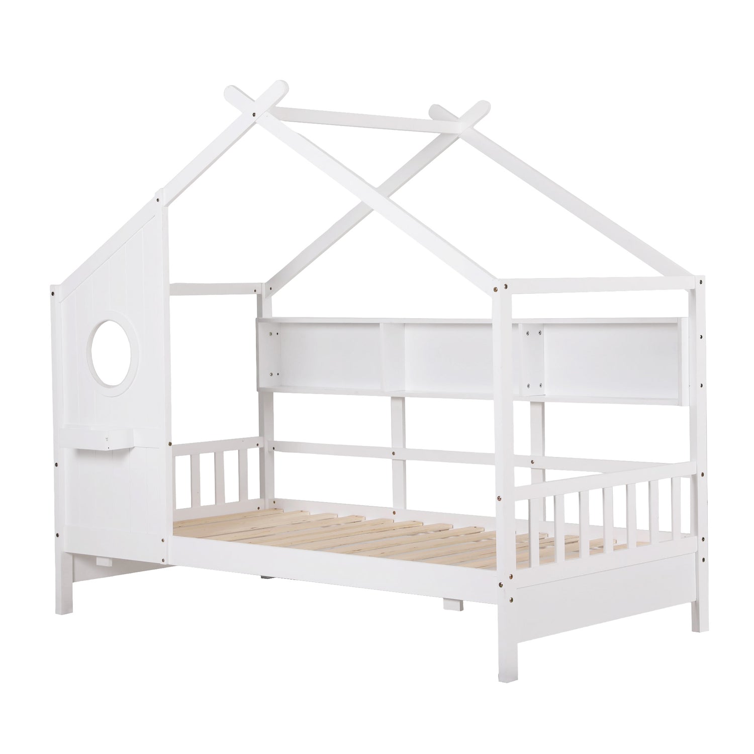 Artiss Kids Single Bed Frame House Bed Solid Wood Montessori Bed for Toddler White-Furniture > Bedroom > Beds &amp; Bed Frames-PEROZ Accessories