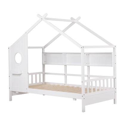 Artiss Kids Single Bed Frame House Bed Solid Wood Montessori Bed for Toddler White-Furniture > Bedroom > Beds &amp; Bed Frames-PEROZ Accessories
