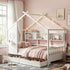 Artiss Kids Single Bed Frame with 3 Storage Bookcase & 2 Drawers House Bed Solid Wood Montessori Bed Easy Assembly White-Furniture > Bedroom > Beds & Bed Frames-PEROZ Accessories