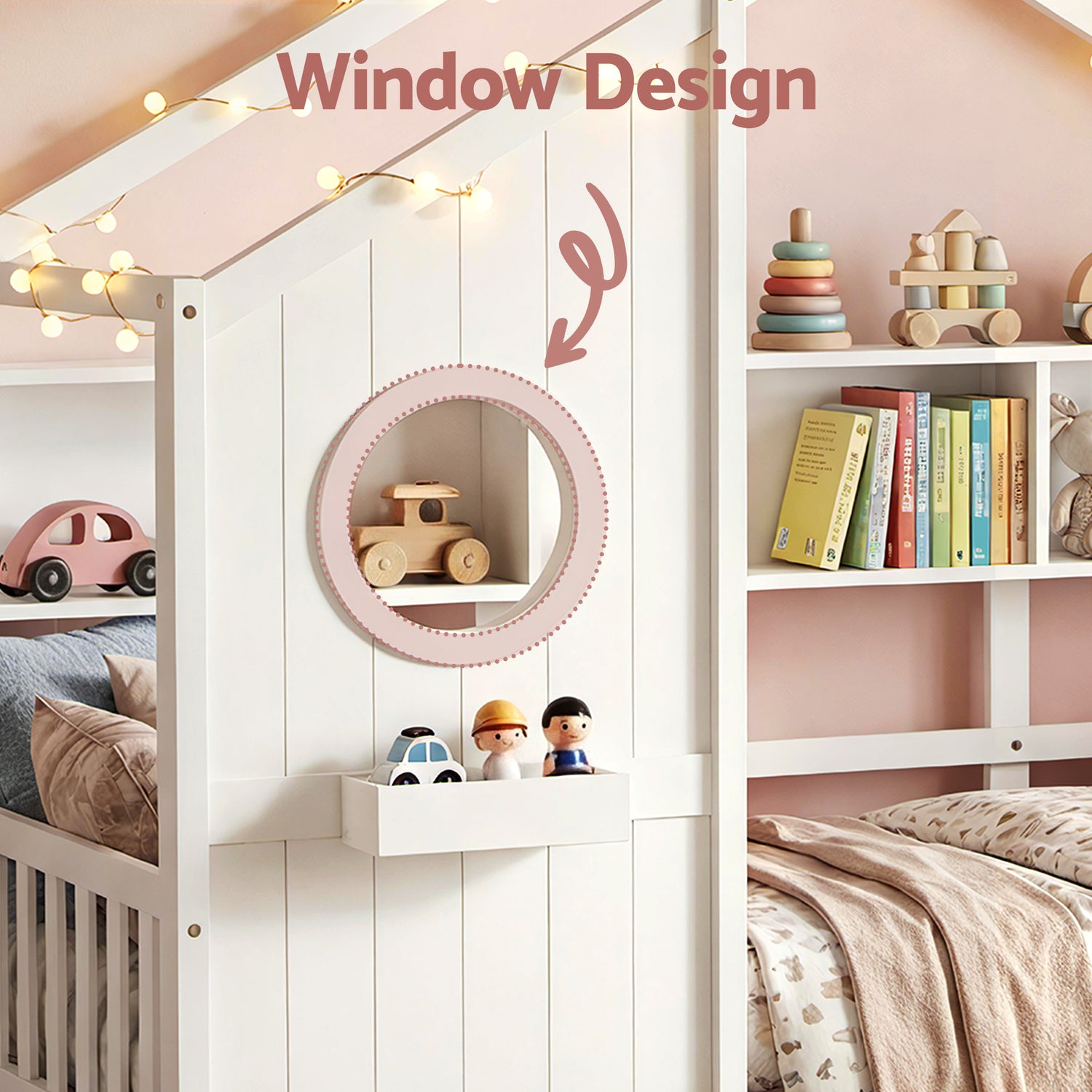 Artiss Kids Single Bed Frame with 3 Storage Bookcase &amp; 2 Drawers House Bed Solid Wood Montessori Bed Easy Assembly White-Furniture > Bedroom > Beds &amp; Bed Frames-PEROZ Accessories
