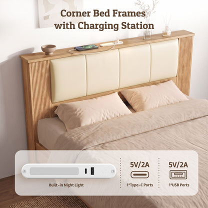 Artiss King Single Bed Frame with 2 Drawers, PU Leather Headboard &amp; Charging Station-Furniture > Bedroom > Beds &amp; Bed Frames-PEROZ Accessories