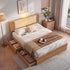 Artiss Queen Bed Frame with 2 Drawers, PU Leather Headboard & Charging Station-Furniture > Bedroom > Beds & Bed Frames-PEROZ Accessories