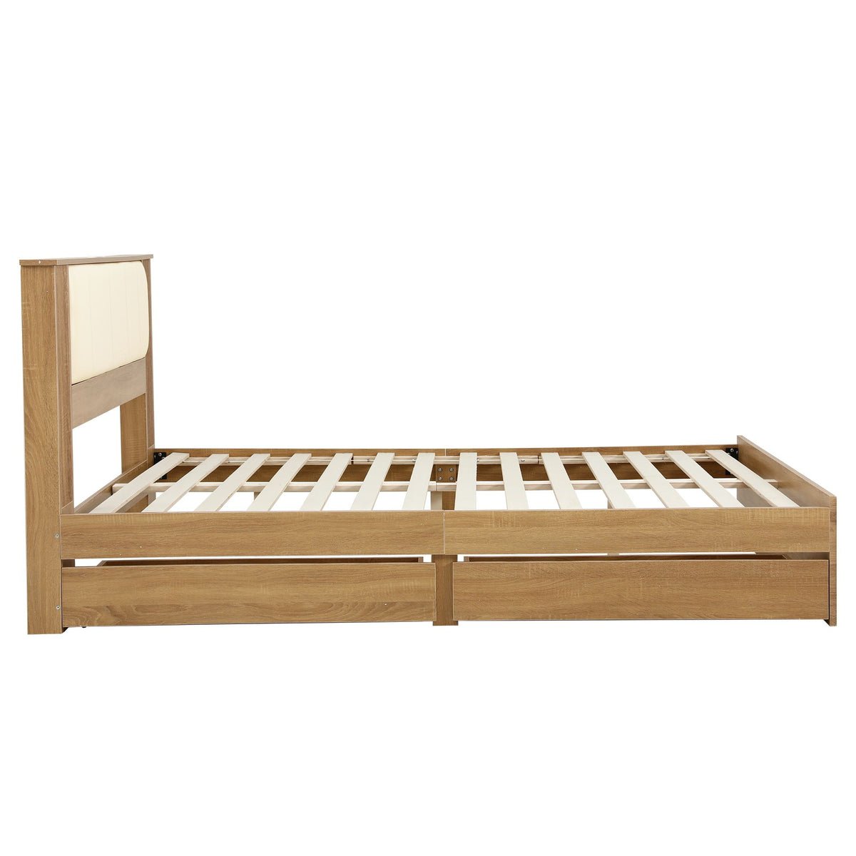 Artiss Queen Bed Frame with 2 Drawers, PU Leather Headboard &amp; Charging Station-Furniture > Bedroom > Beds &amp; Bed Frames-PEROZ Accessories