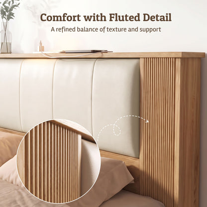 Artiss Queen Bed Frame with 2 Drawers, PU Leather Headboard &amp; Charging Station-Furniture > Bedroom > Beds &amp; Bed Frames-PEROZ Accessories