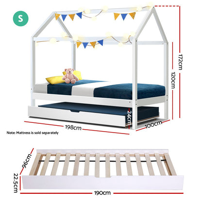Artiss Wooden Bed Frame Single Size Mattress Base Pine Timber Platform White HOLY-Furniture &gt; Bedroom-PEROZ Accessories