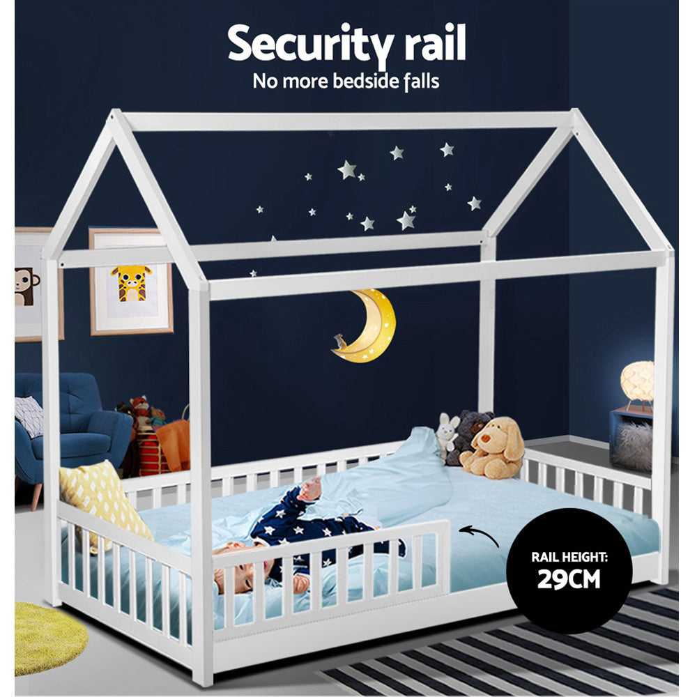 Artiss Wooden Bed Frame Single Size Timber Mattress Base Pine Platform White ROCK-Bed Frames-PEROZ Accessories