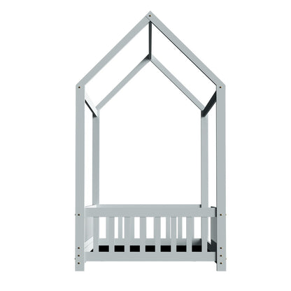 Artiss Wooden Bed Frame House Shape Pine Timber Base Single Size Platform Grey-Bed Frames-PEROZ Accessories
