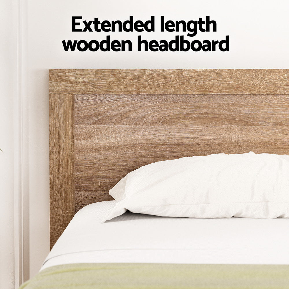 Artiss Bed Frame Double Size Wooden Acacia Wood OATMEAL-Furniture &gt; Bedroom &gt; Beds &amp; Bed Frames-PEROZ Accessories