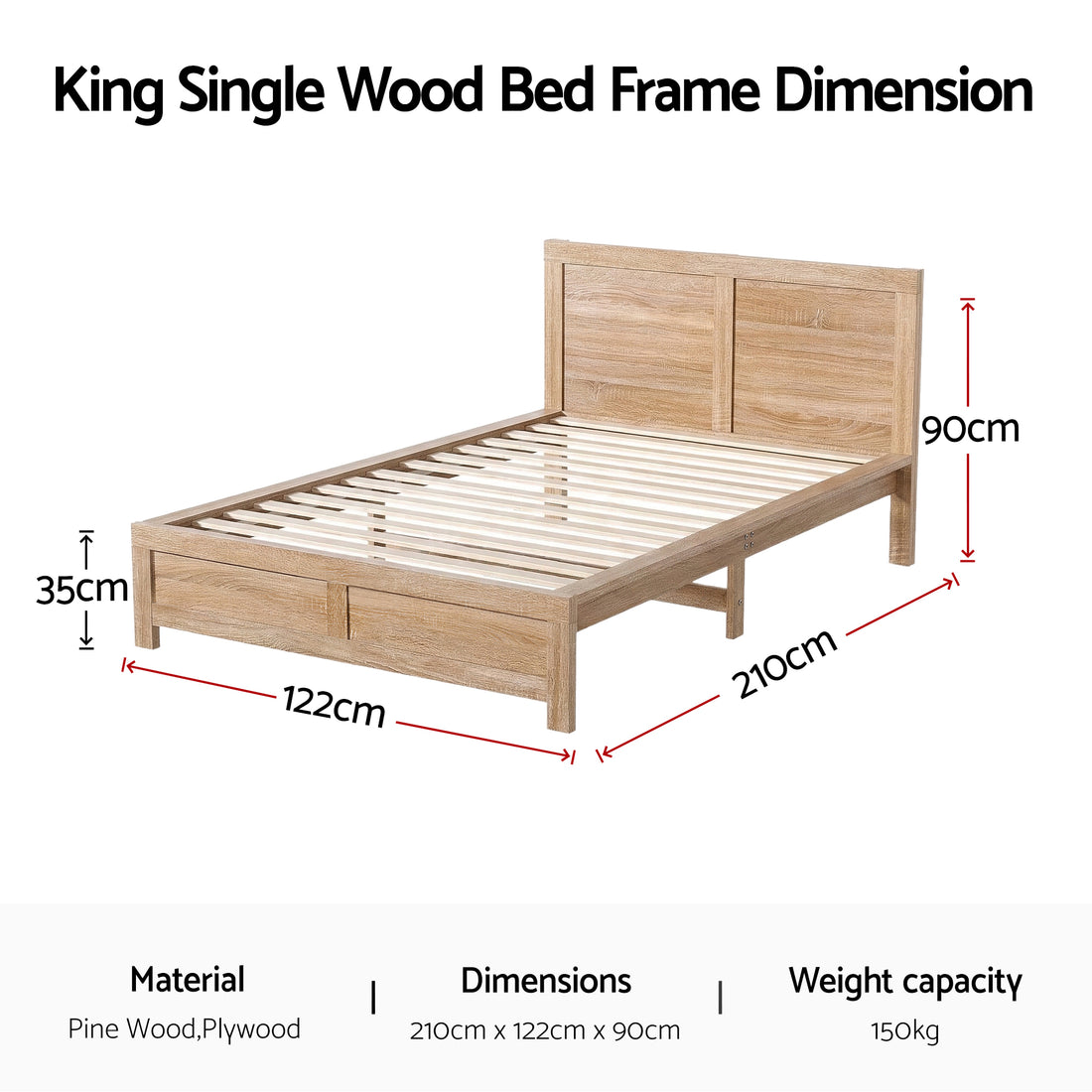 Artiss King Single Bed Frame Wooden Bed Base-Furniture > Bar Stools &amp; Chairs > Arm Chairs &amp; Recliners-PEROZ Accessories
