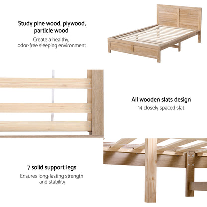 Artiss King Single Bed Frame Wooden Bed Base-Furniture > Bar Stools &amp; Chairs > Arm Chairs &amp; Recliners-PEROZ Accessories
