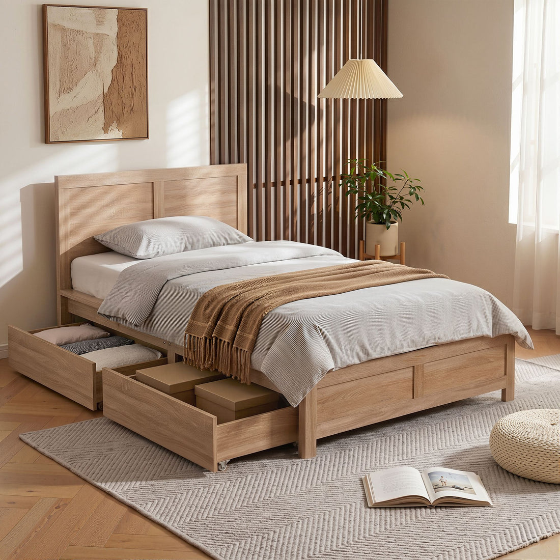 Artiss King Single Size Bed Frame with 2 Drawers Bedroom Furniture-Furniture > Bedroom > Beds &amp; Bed Frames-PEROZ Accessories