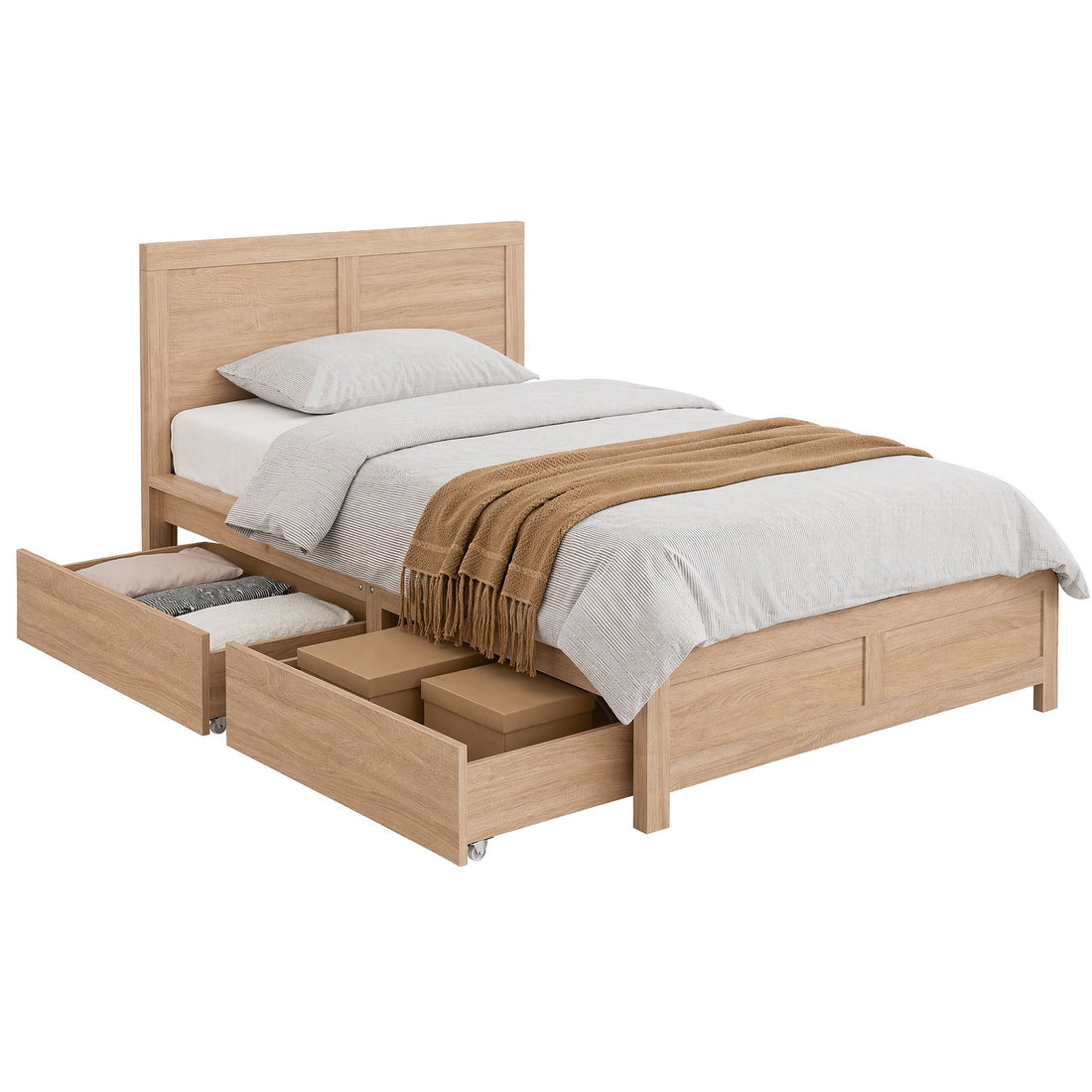 Artiss King Single Size Bed Frame with 2 Drawers Bedroom Furniture-Furniture > Bedroom > Beds &amp; Bed Frames-PEROZ Accessories