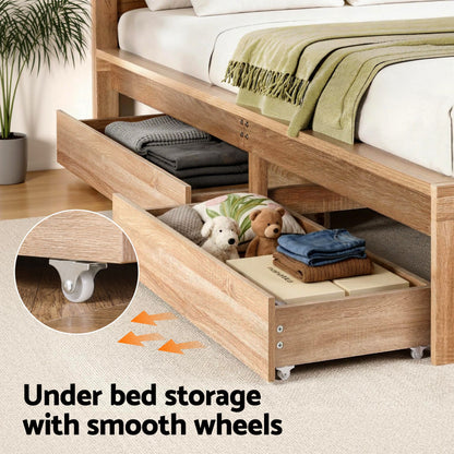 Artiss King Single Size Bed Frame with 2 Drawers Bedroom Furniture
