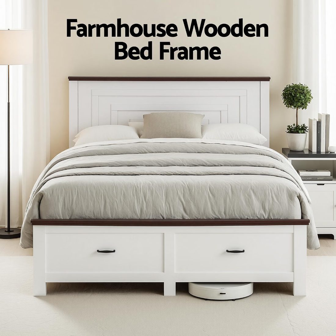 Artiss Double Wooden Bed Frame and 2 Bedside Table Bedroom Furniture Set-Furniture > Bedroom > Beds &amp; Bed Frames-PEROZ Accessories