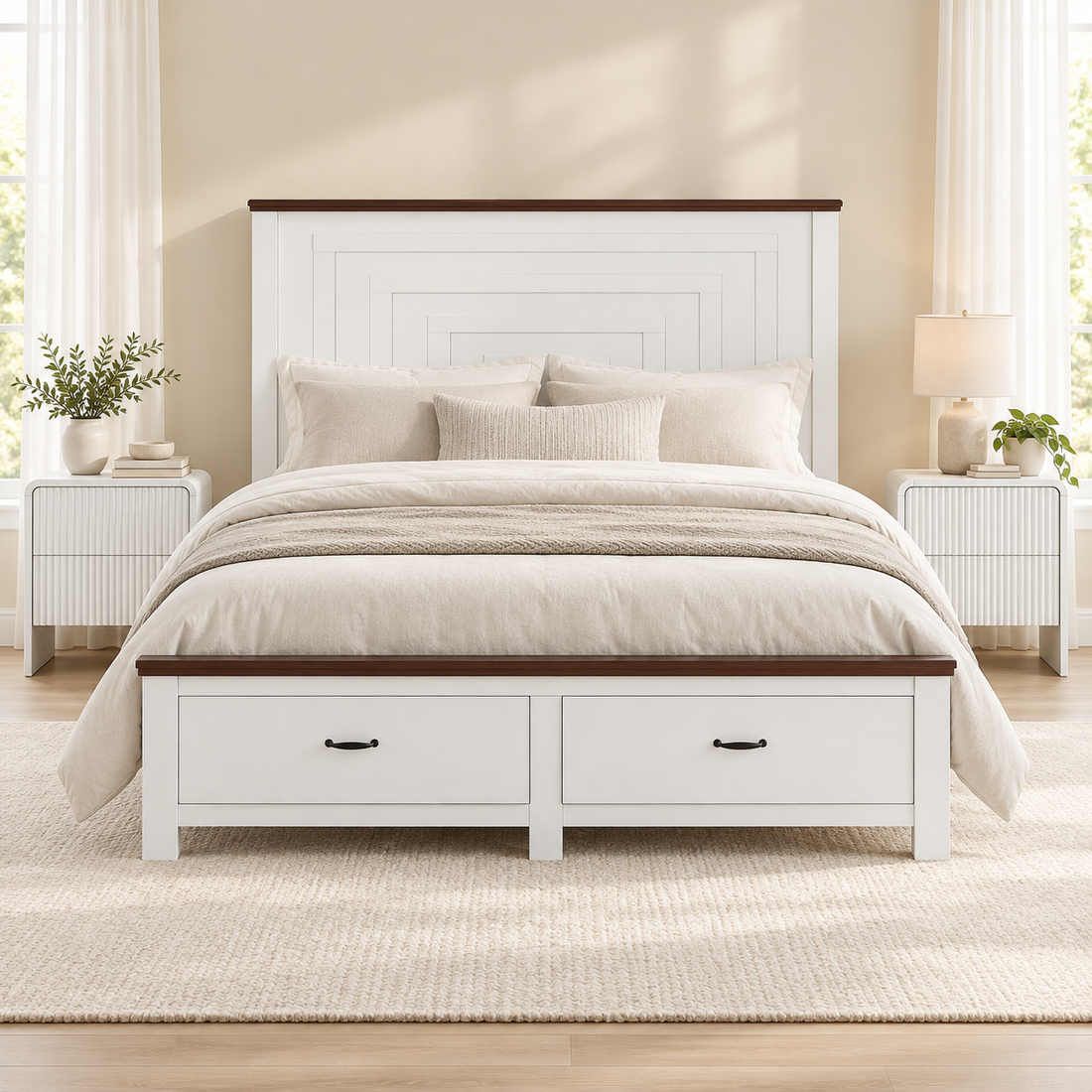 Artiss Queen Wooden Bed Frame and 2 Bedside Table Bedroom Furniture Set-Furniture > Bedroom > Beds &amp; Bed Frames-PEROZ Accessories