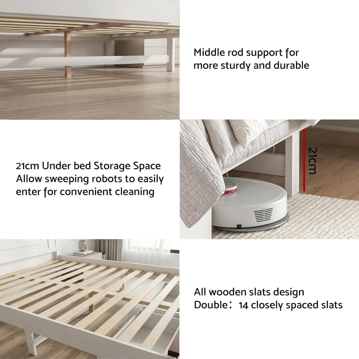 Artiss Queen Wooden Bed Frame and 2 Bedside Table Bedroom Furniture Set