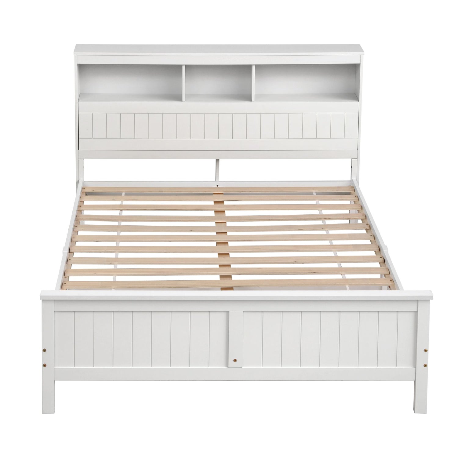 Artiss Queen Bed Frame with Storage Headboard and Footboard Wooden Bed Base White-Furniture > Bedroom > Beds &amp; Bed Frames-PEROZ Accessories
