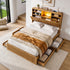 Artiss King Single Bed Frame with Storage, 4 Drawers, USB and Night Light Natural-Furniture > Bedroom > Beds & Bed Frames-PEROZ Accessories