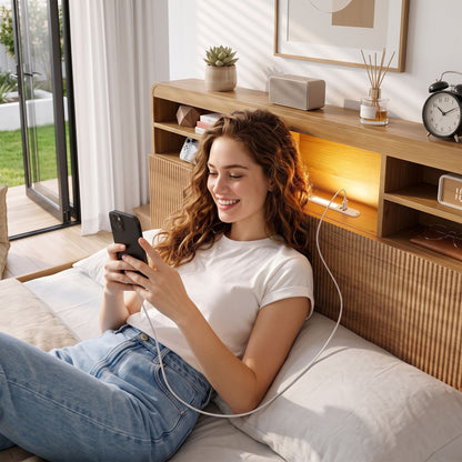 Artiss King Single Bed Frame with Storage, 4 Drawers, USB and Night Light Natural-Furniture > Bedroom > Beds &amp; Bed Frames-PEROZ Accessories
