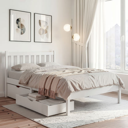 Artiss Bed Frame King Single Size Wooden Platform with 2 Storage Drawers White-Furniture > Bedroom > Beds &amp; Bed Frames-PEROZ Accessories