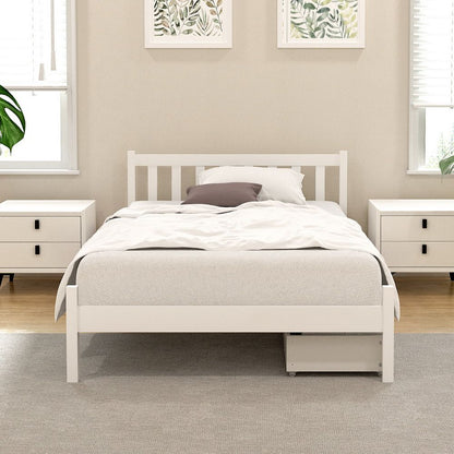 Artiss Bed Frame King Single Size Wooden Platform with 2 Storage Drawers White-Furniture > Bedroom > Beds &amp; Bed Frames-PEROZ Accessories