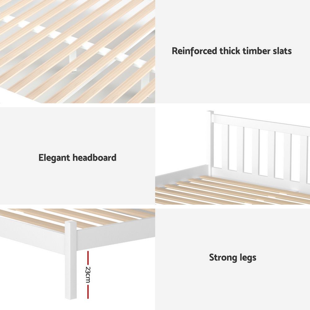 Artiss Bed Frame Queen Size Wooden Platform with 2 Storage Drawers White-Furniture > Bedroom > Beds &amp; Bed Frames-PEROZ Accessories