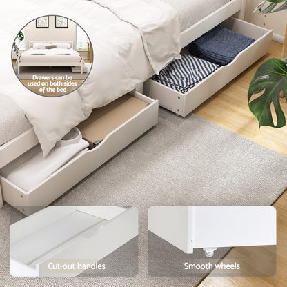 Artiss Bed Frame Queen Size Wooden Platform with 2 Storage Drawers White-Furniture &gt; Bedroom &gt; Beds &amp; Bed Frames-PEROZ Accessories