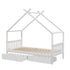 Artiss Bed Frame Wooden Base Kids Single Timber House with 2 Storage Drawers Beds White-Furniture > Bedroom > Beds & Bed Frames-PEROZ Accessories