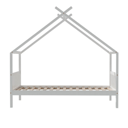 Artiss Bed Frame Wooden Base Kids Single Timber House with 2 Storage Drawers Beds White-Furniture &gt; Bedroom &gt; Beds &amp; Bed Frames-PEROZ Accessories