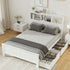 Artiss Bed Frame Double Size Wooden with 3 Shelves Bed Head White-Furniture > Bedroom > Beds & Bed Frames-PEROZ Accessories