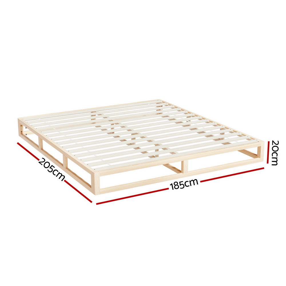 Artiss Bed Frame King Size Wooden Base Mattress Platform Timber Pine KALAM-Furniture &gt; Bedroom-PEROZ Accessories