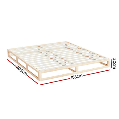 Artiss Bed Frame King Size Wooden Base Mattress Platform Timber Pine KALAM-Furniture &gt; Bedroom-PEROZ Accessories