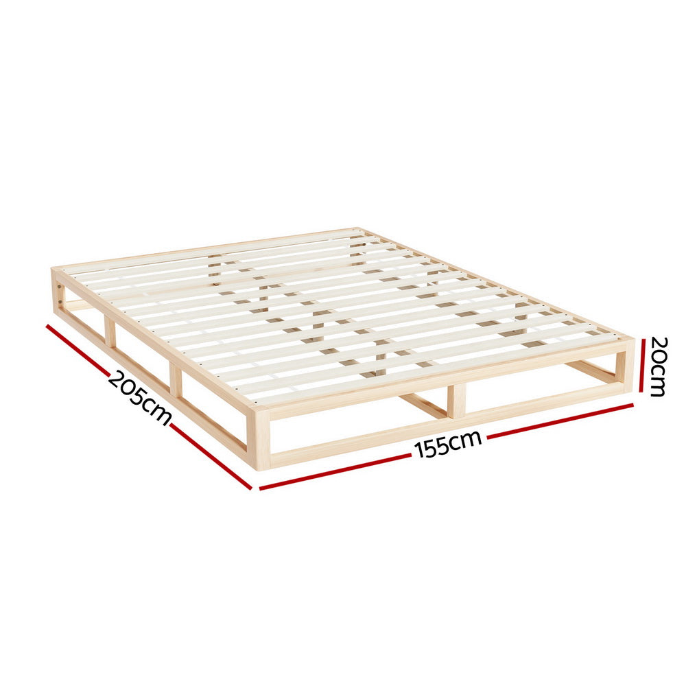 Artiss Bed Frame Queen Size Wooden Base Mattress Platform Timber Pine KALAM-Furniture &gt; Bedroom-PEROZ Accessories