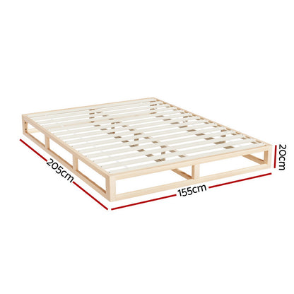 Artiss Bed Frame Queen Size Wooden Base Mattress Platform Timber Pine KALAM-Furniture &gt; Bedroom-PEROZ Accessories