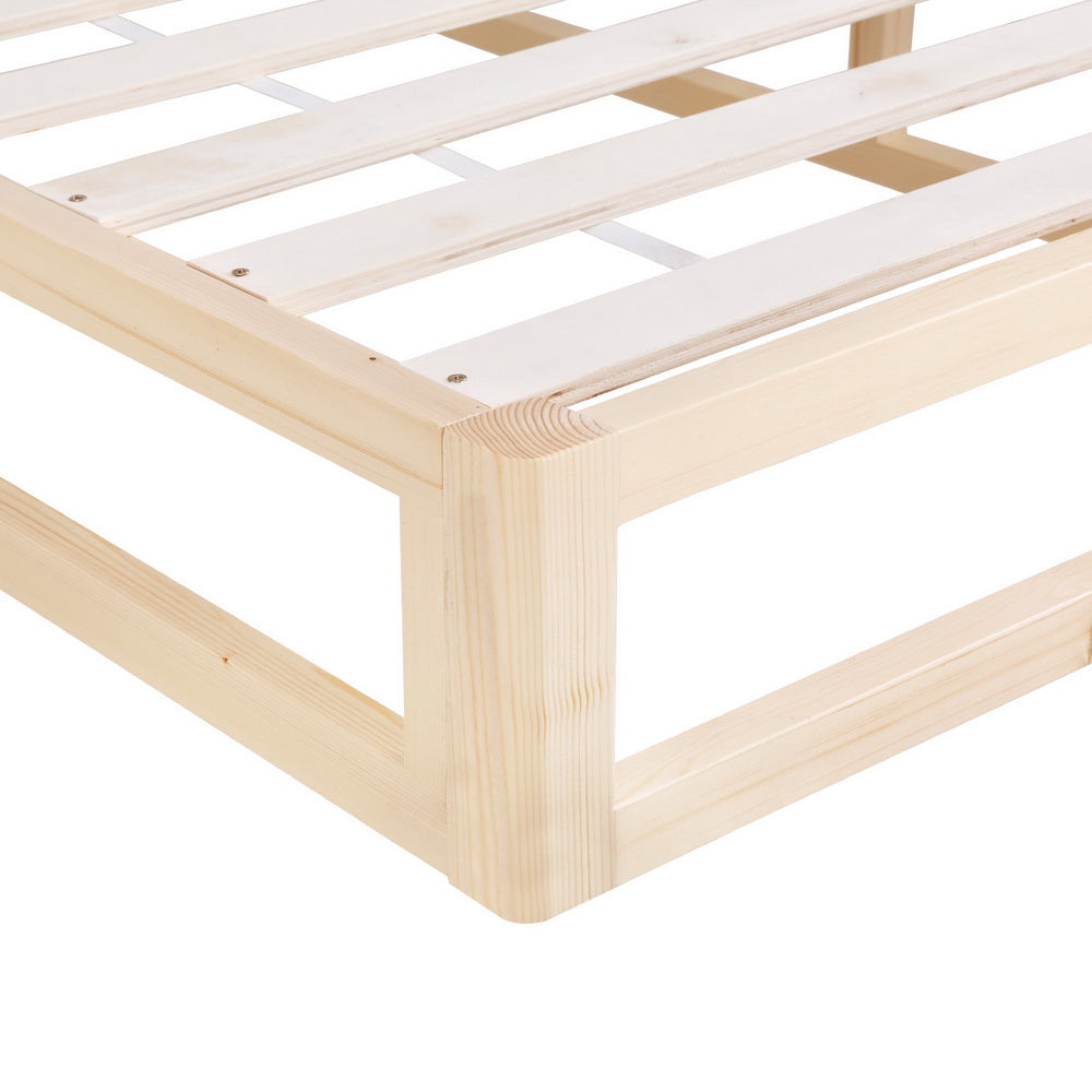 Artiss Bed Frame Queen Size Wooden Base Mattress Platform Timber Pine KALAM-Furniture &gt; Bedroom-PEROZ Accessories